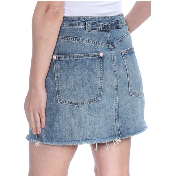 Free People Button Fly Fray Hem Jean Mini Skirt 30 - Picture 7 of 17